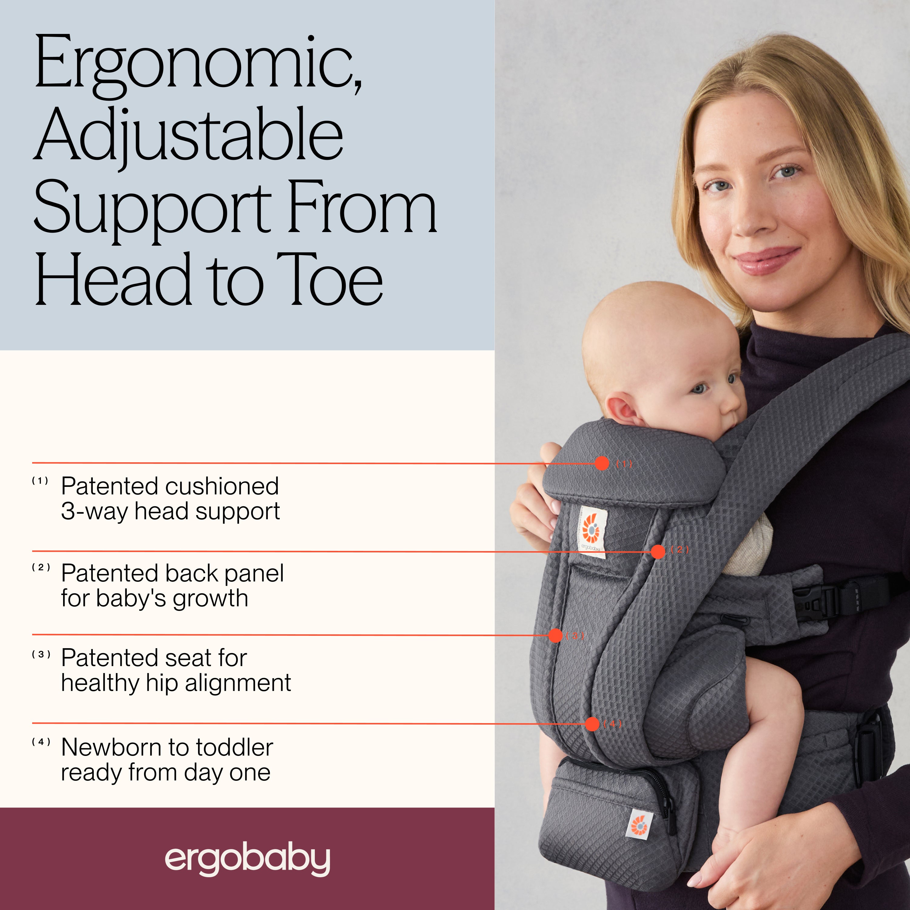 Omni Deluxe Mesh Baby Carrier - Graphite Grey