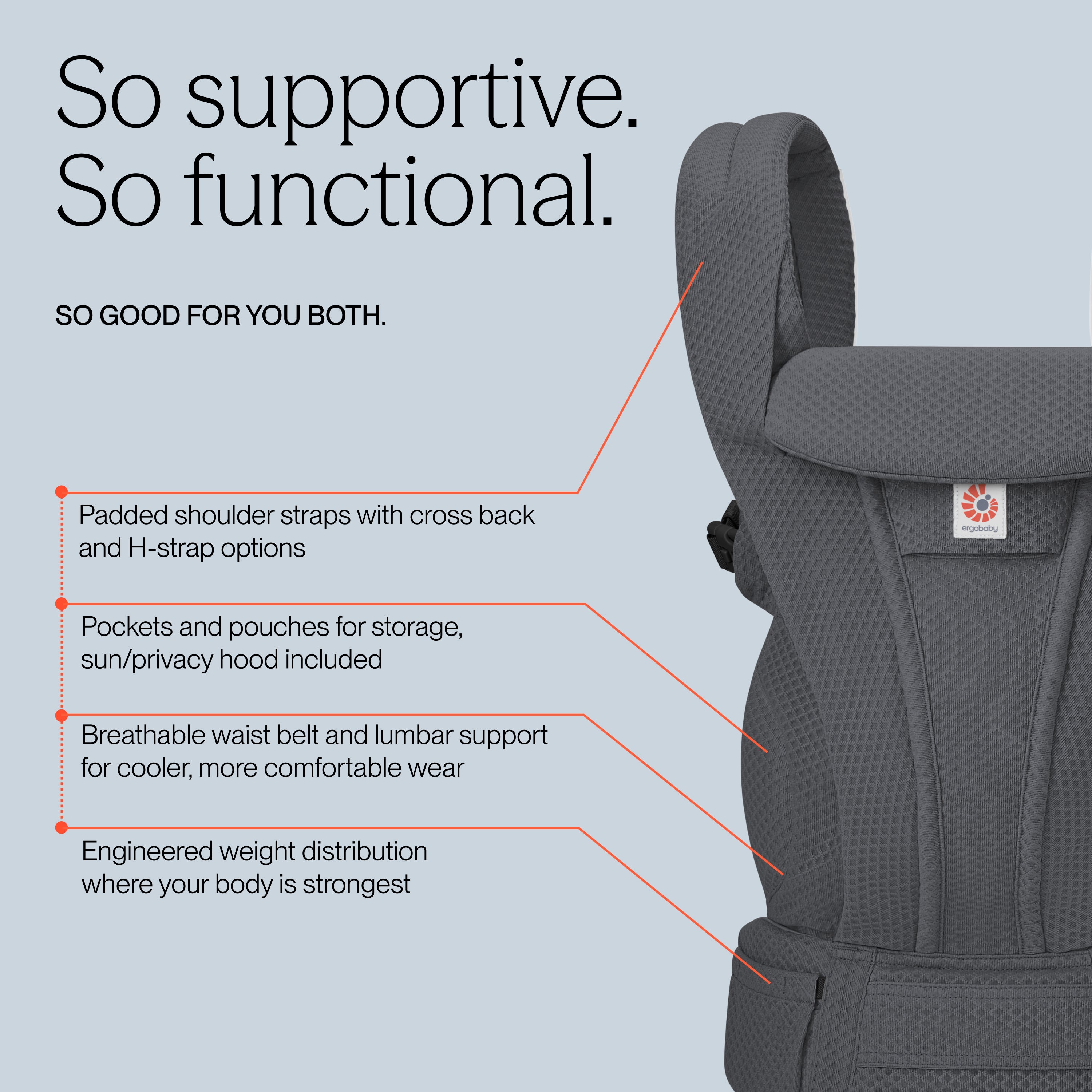 Omni Deluxe Mesh Baby Carrier - Graphite Grey