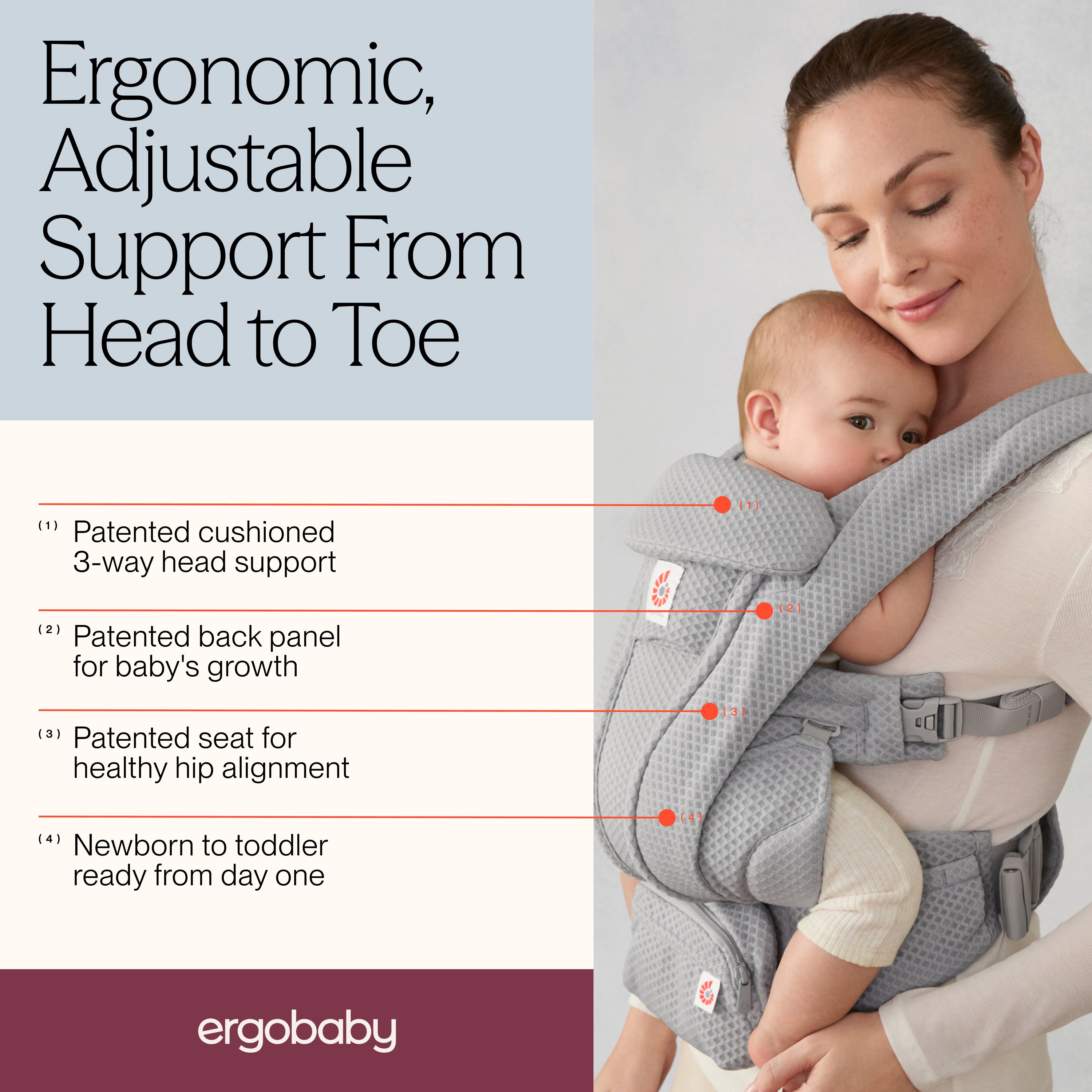Omni Deluxe Mesh Baby Carrier - Pearl Grey