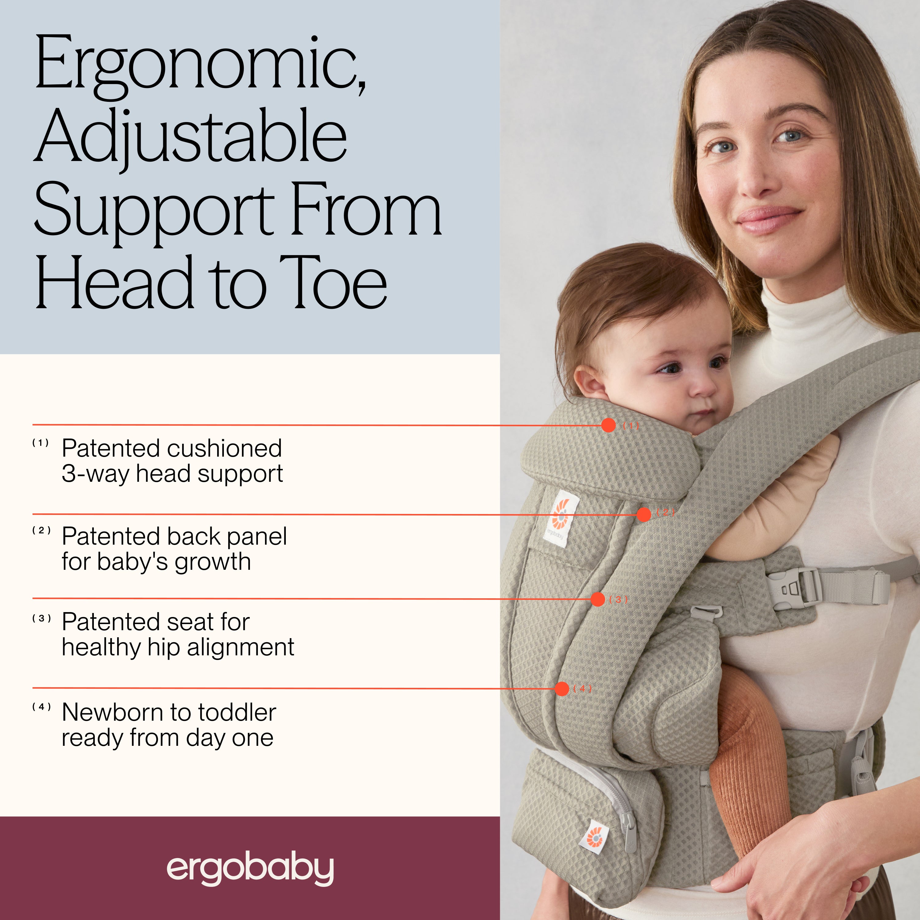 Omni Deluxe Mesh Baby Carrier - Soft Olive