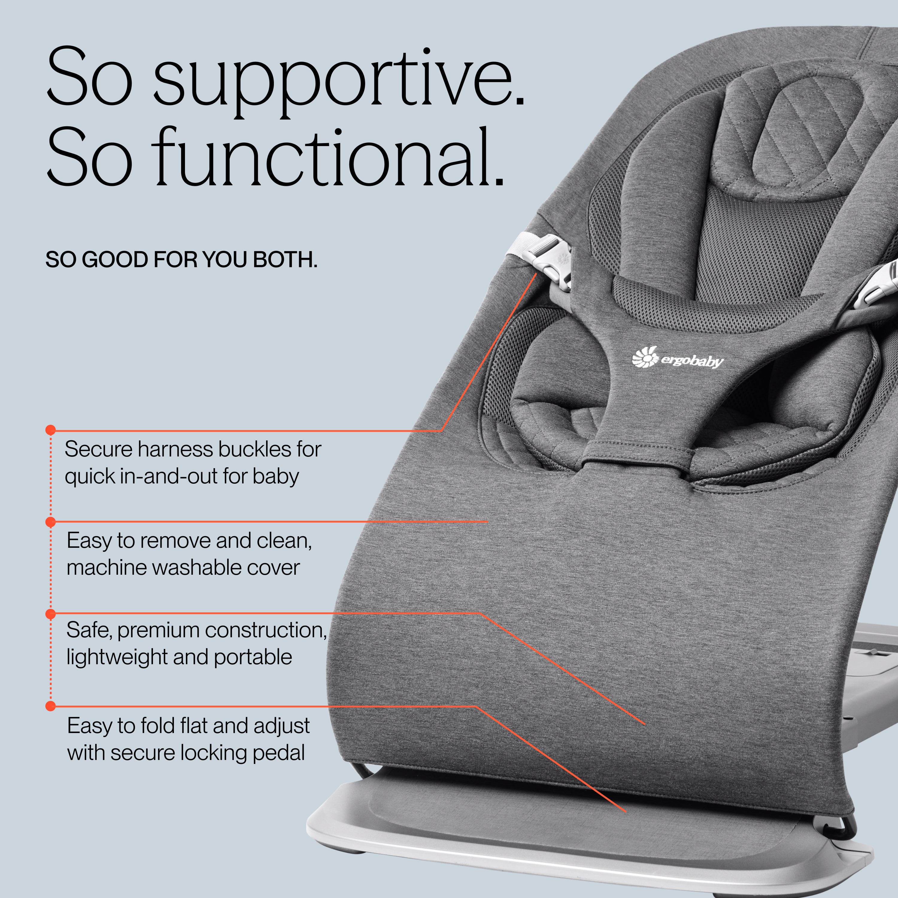Evolve 3 in 1 Bouncer - Charcoal Grey
