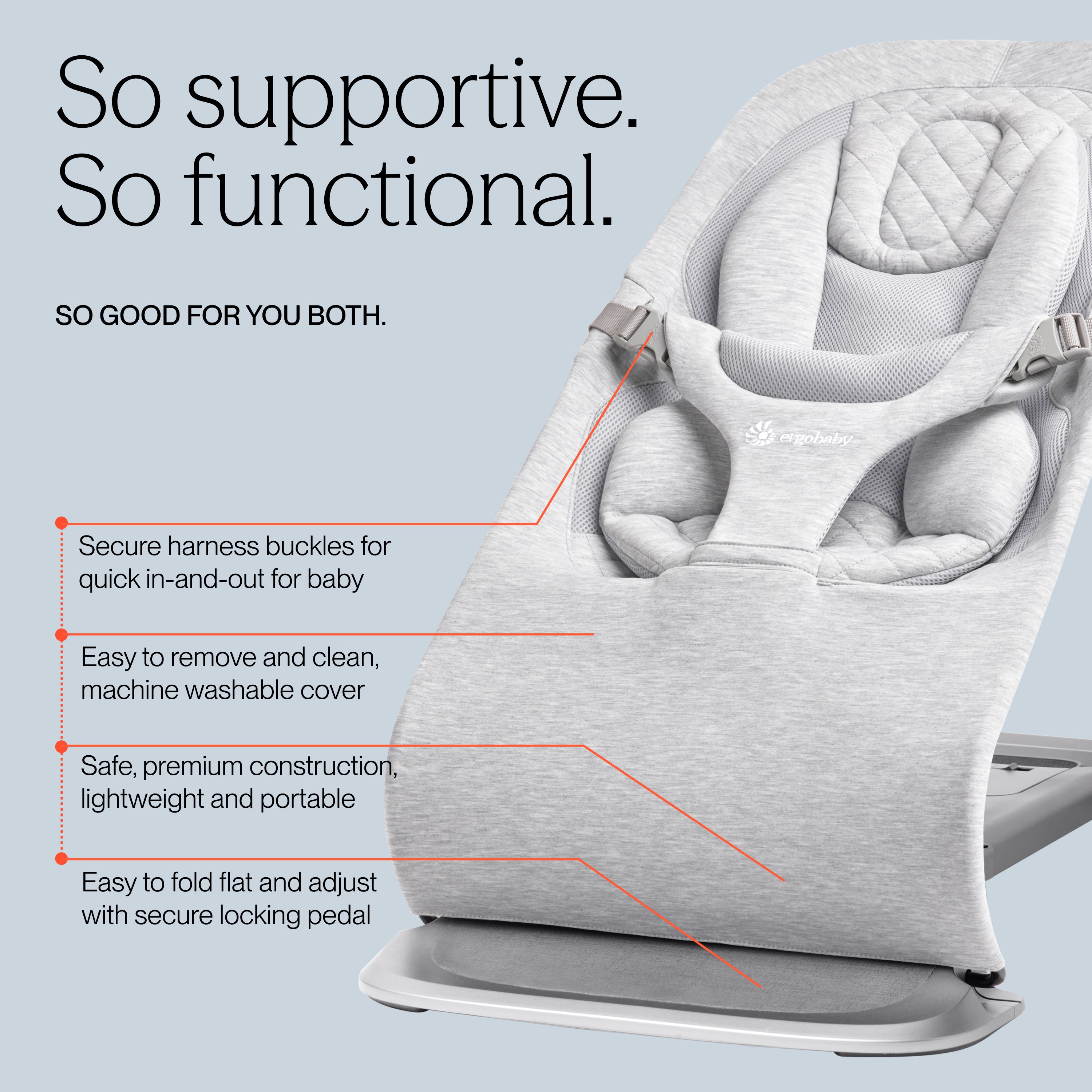 Evolve 3 in 1 Bouncer - Light Grey
