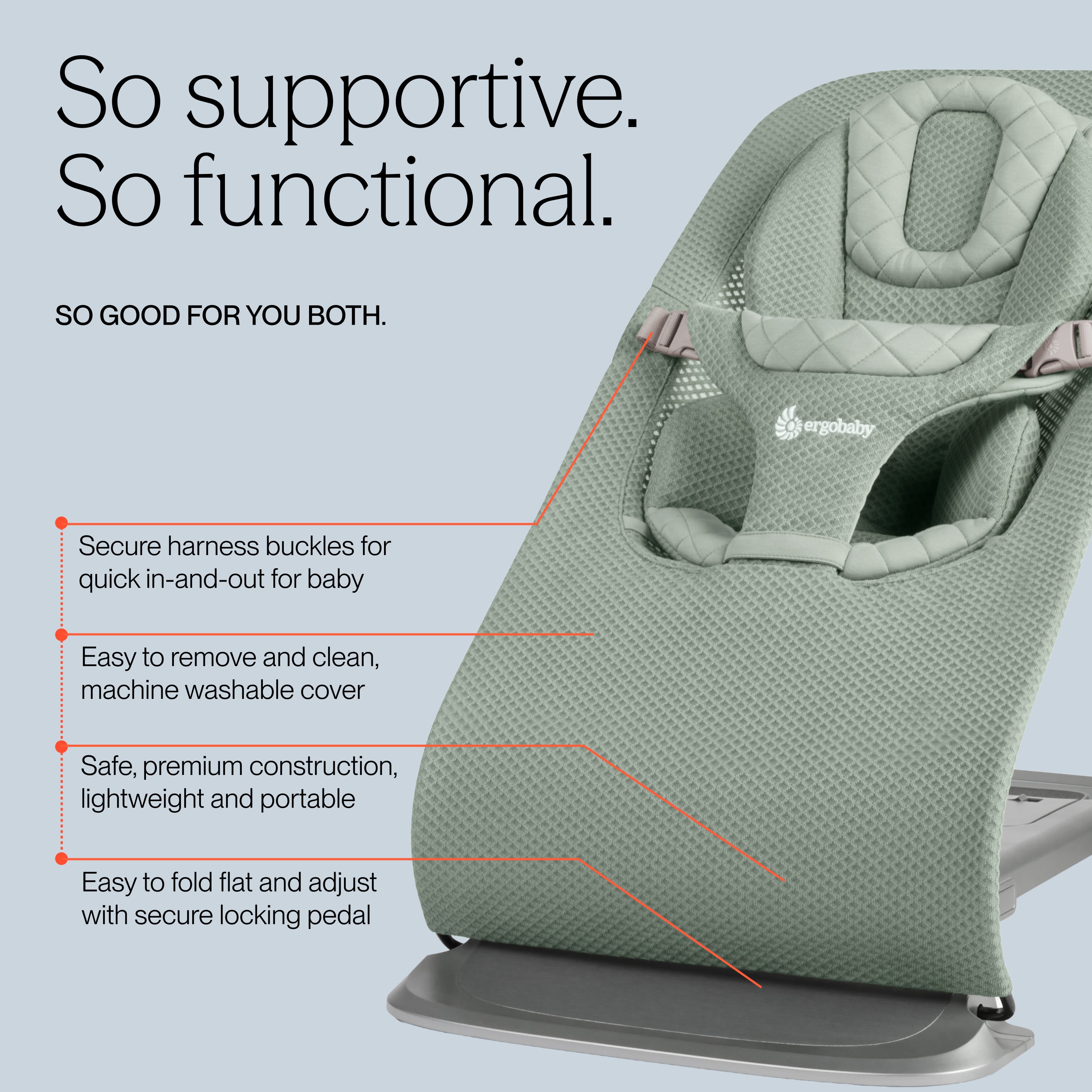 Evolve 3 in 1 Mesh Bouncer - Sage Green