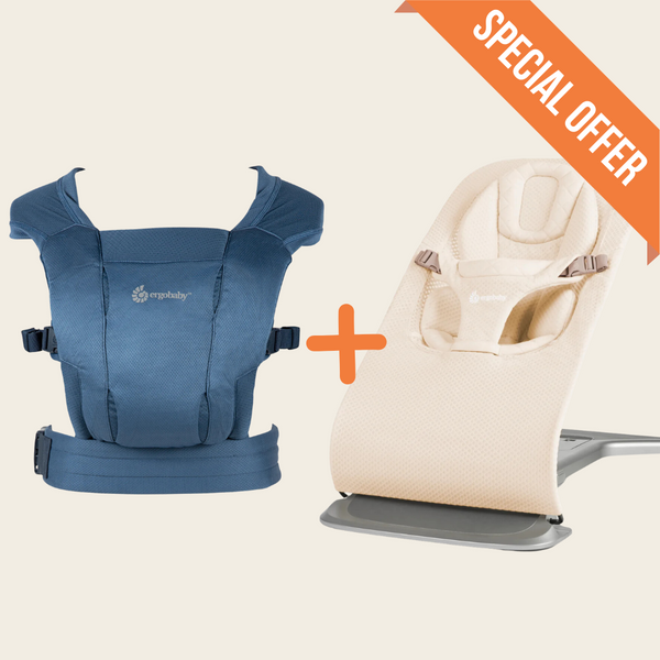 Evolve Bouncer & Embrace Newborn Baby Carrier Mesh Bundle Ergobaby Australia