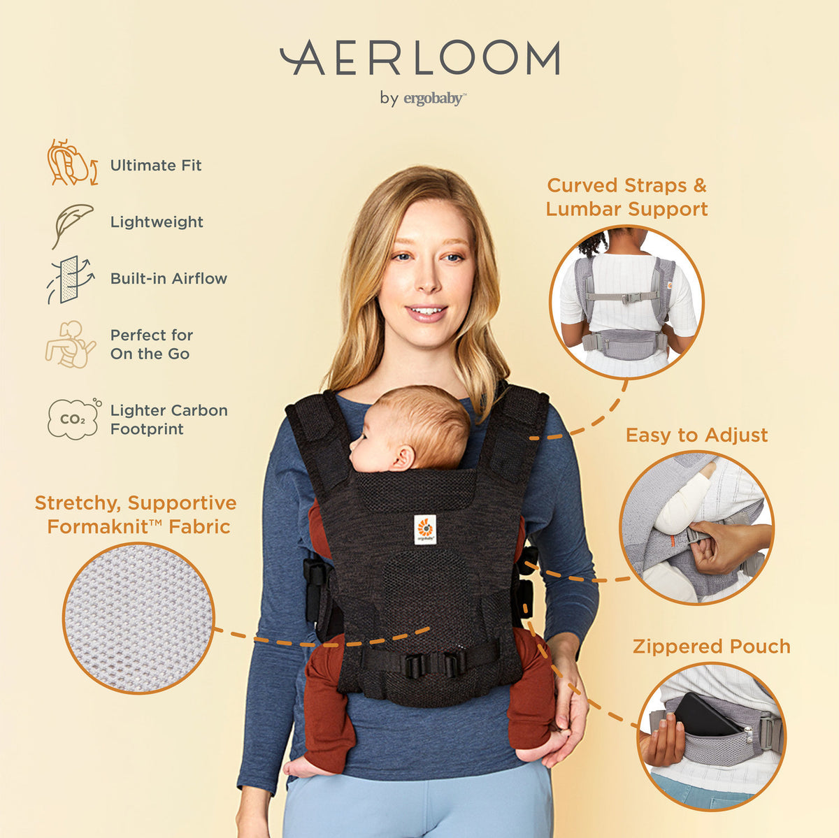 Aerloom Baby Carrier - Charcoal Black
